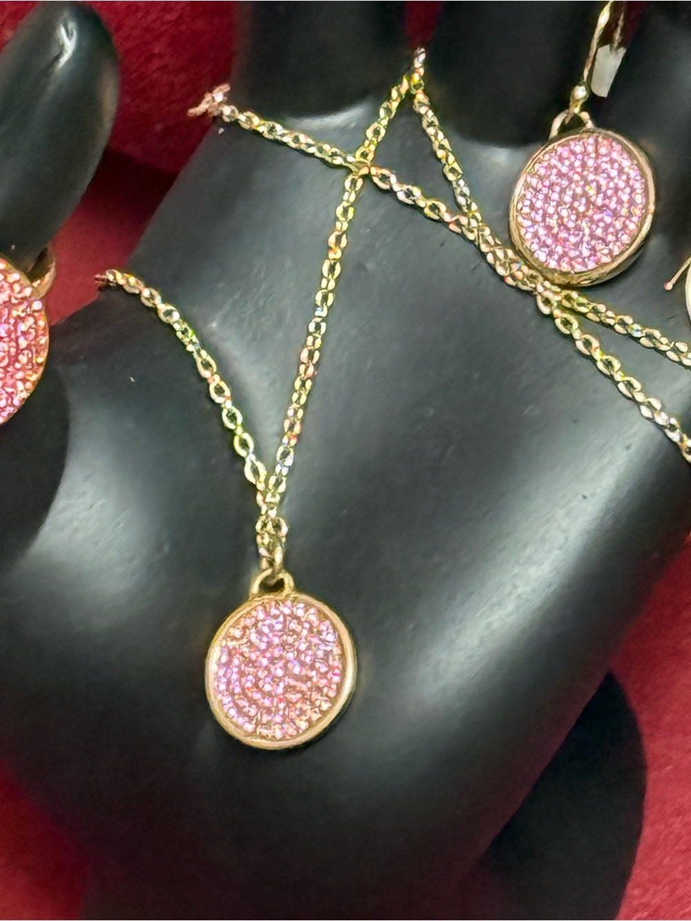Coach Pink Druzy-Inspired Necklace, Earring and Ring Set - Gold-Tone. NWOT - Picture 3 of 15